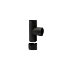 Metalbestos 130 mm t-stykke 90° med sodskål. Sort røgrør
