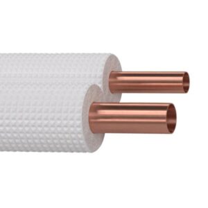 isoleret kølerør uden flange og omløber 3/8'' x 5/8''. Lgd. A 20 mtr.