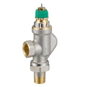Danfoss RA-DV UK radiatorventil 3/8''. Omvendt vinkelløbende med indbygget trykregulator til 2-strengsanlæg, 013G7709