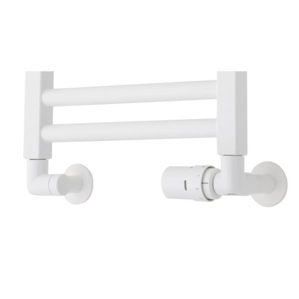 405397124jpg - Klima og Varme TVS ventilsæt 1/2'' Retur inkl. rørafdækninger. vinkel m/termost hvid