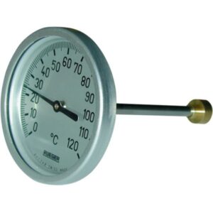 Rüeger TCH termometer 100x100 mm. Rustfrit stål, frontring i aluminium. -30/+70°C
