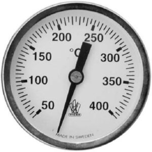 480806000jpg - Klima og Varme Erik Færgemann Røggastermometer 51mm. Føler 6x150mm. 0-400° C, Elektroforzinket stål.