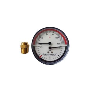 Erik Færgemann hydro-termometer Ø80mm, 1/2'' (bag). 0-40 mvs. 20-120 C