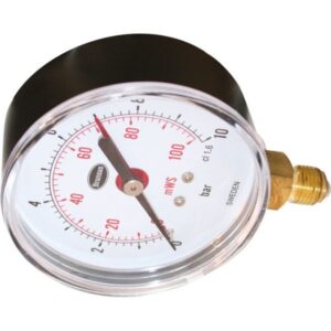 Erik Færgemann manometer Ø80mm, 1/4'' (ned), 0-6 bar/mvs. med stilleviser