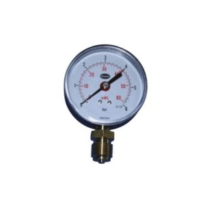 Erik Færgemann manometer Ø80mm, 1/2'' (ned), 0-6 bar/mvs. med stilleviser