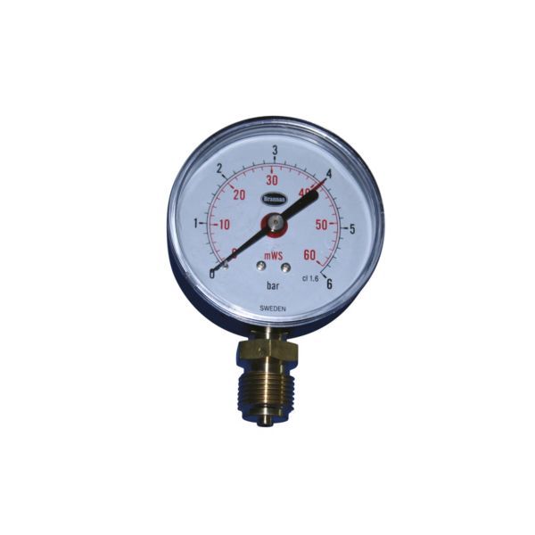 481103064jpg - Klima og Varme Erik Færgemann manometer Ø80mm, 1/2'' (ned), 0-6 bar/mvs. med stilleviser