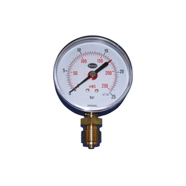481103124jpg - Klima og Varme Erik Færgemann manometer Ø80mm, 1/2'' (ned), 0-25 bar/mvs. med stilleviser