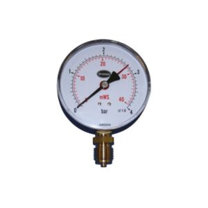 Erik Færgemann manometer Ø100mm, 1/2'' (ned), 0-4 bar/mvs. med stilleviser