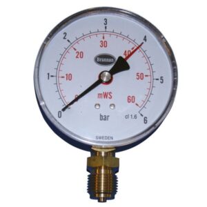 481104064jpg - Klima og Varme Erik Færgemann manometer Ø100mm, 1/2'' (ned), 0-6 bar/mvs. med stilleviser
