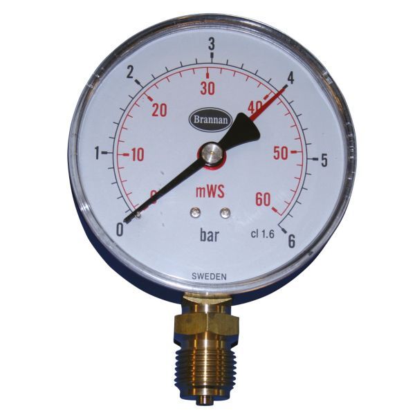 481104064jpg - Klima og Varme Erik Færgemann manometer Ø100mm, 1/2'' (ned), 0-6 bar/mvs. med stilleviser