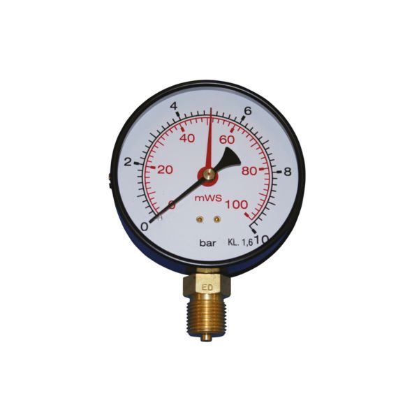 481104084jpg - Klima og Varme Erik Færgemann manometer Ø100mm, 1/2'' (ned),0-10 bar/mvs. med stilleviser