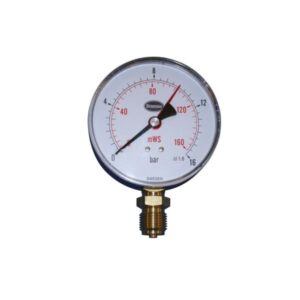 Erik Færgemann manometer Ø100mm, 1/2'' (ned),0-16 bar/mvs. med stilleviser