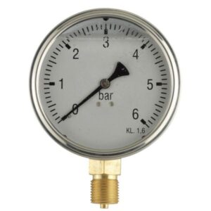 Erik Færgemann Vakuum-manometer Ø100 mm, 1/2'' (ned), glycerinfyldt, -1/+3 bar