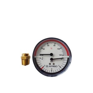Erik Færgemann termo-manometer Ø80mm, 1/2'' (bag). 0-4 bar. 20-120 C