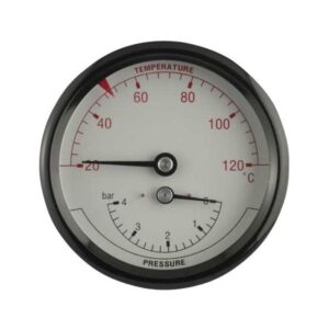 Erik Færgemann Termo-manometer 80 mm. 1/2'' (bag) 0-6 bar / 20-120° C